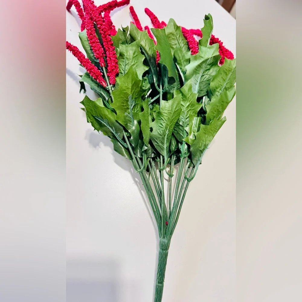 2 Pcs LIFELIKE Red Amaranthus Flower Picks Floral Decor Arrangement
